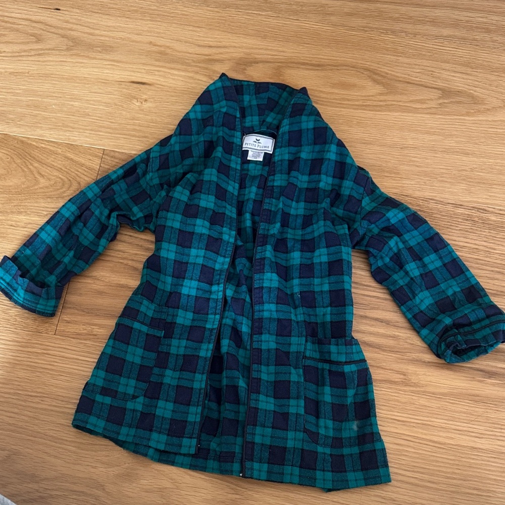 Petite Plume Green and Black Plaid Robe